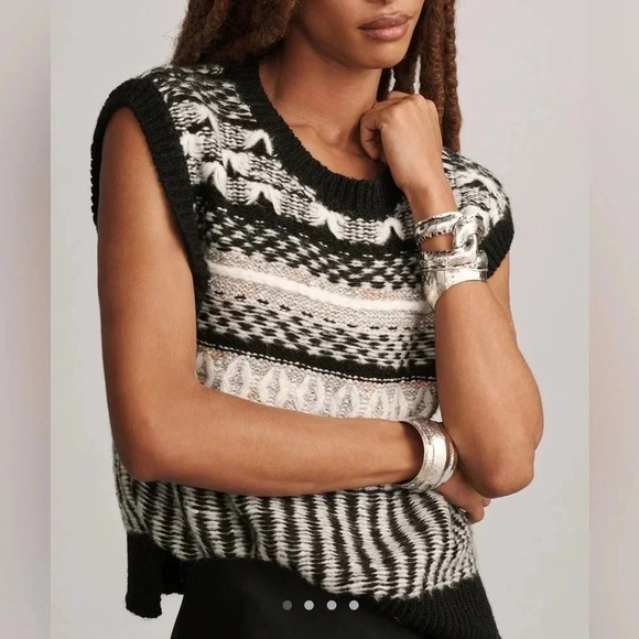 Anthropologie Knit Prussia Sweater Vest textured wool scoop neck stripes rainbow - Picture 3 of 8